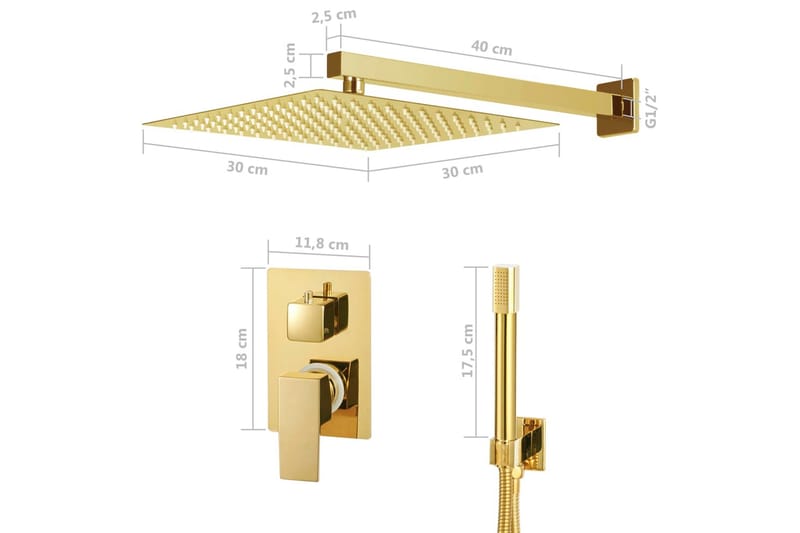 brusesystem rustfrit stål 201 guldfarvet - Hus & renovering - Køkken & bad - Badeværelse - Brusearmatur & tilbehør - Brusesæt