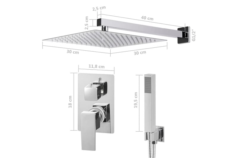 brusesystem rustfrit stål 201 sølvfarvet - Hus & renovering - Køkken & bad - Badeværelse - Brusearmatur & tilbehør - Brusesæt