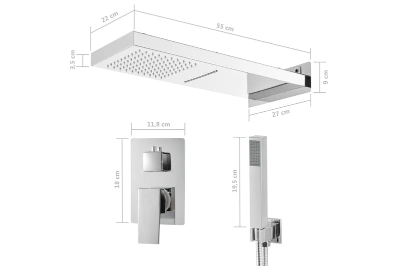 Brusesystem rustfrit stål 201 sølvfarvet - Hus & renovering - Køkken & bad - Badeværelse - Brusearmatur & tilbehør - Brusesæt