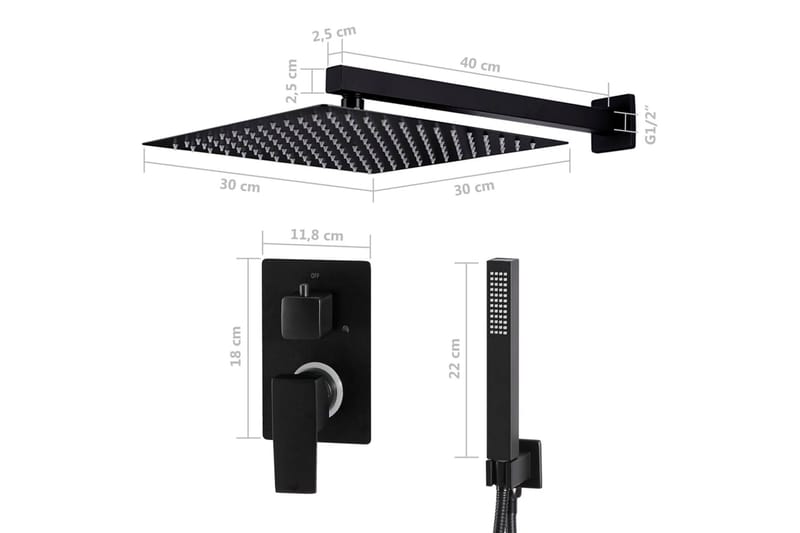 brusesystem rustfrit stål 201 sort - Hus & renovering - Køkken & bad - Badeværelse - Brusearmatur & tilbehør - Brusesæt