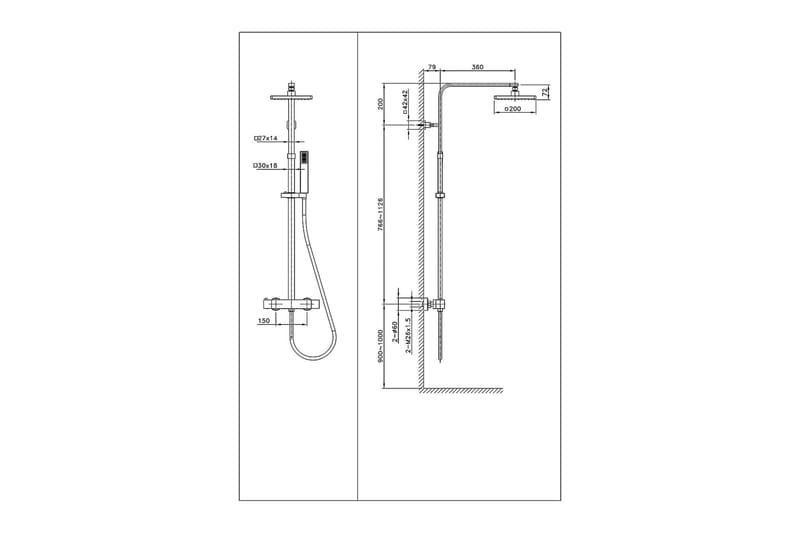 Flöda Loftbrusesæt - Sort - Hus & renovering - Køkken & bad - Badeværelse - Brusearmatur & tilbehør - Brusesæt