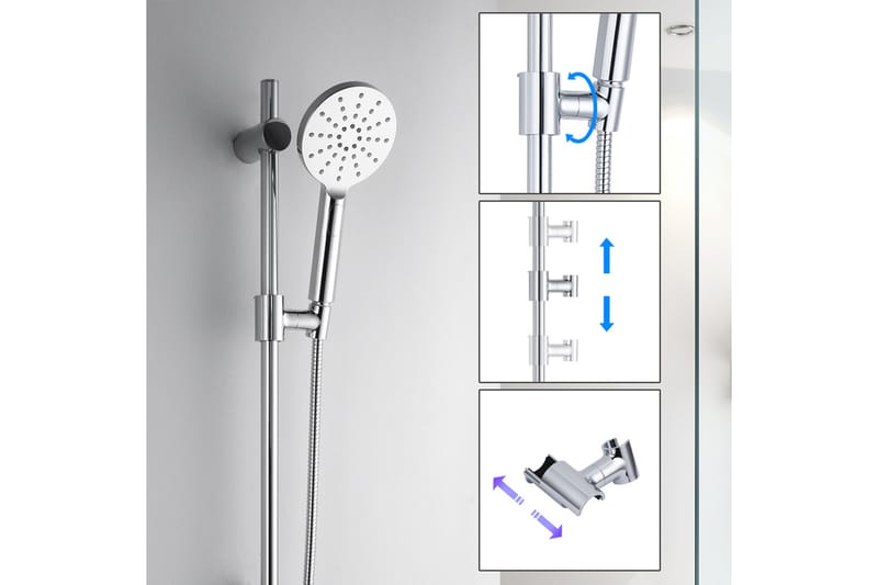 Sannahed Brusesæt 70 cm - Krom - Hus & renovering - Køkken & bad - Badeværelse - Brusearmatur & tilbehør - Brusesæt