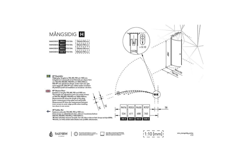 Mångsidig Brusedør Buet - Sølv - Hus & renovering - Køkken & bad - Badeværelse - Bruser - Brusedøre