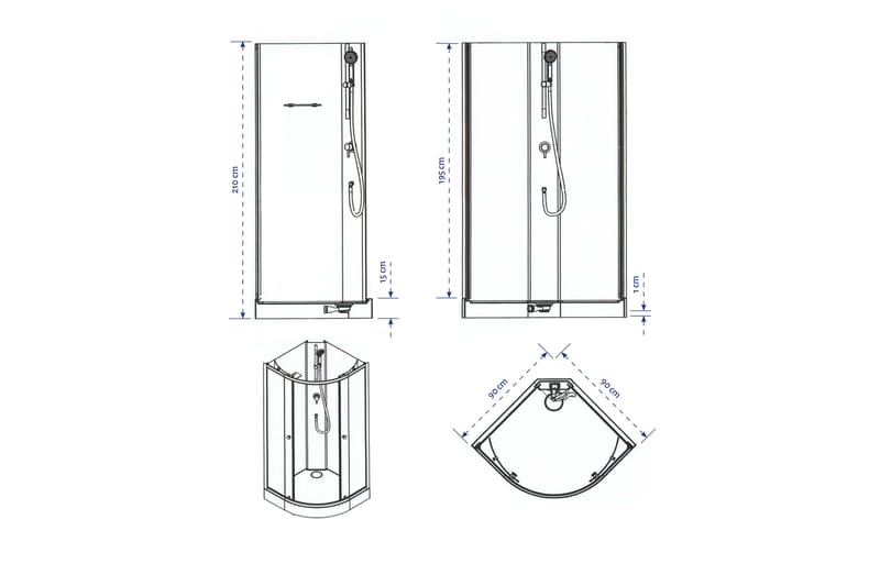 Knutby Brusekabine 210 cm - Hvid/Sort - Hus & renovering - Køkken & bad - Badeværelse - Bruser - Brusekabiner