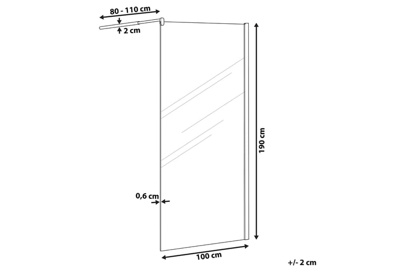 Ahaus Bruseskærm 100x190 cm - Hærdet Glas - Brusevægge