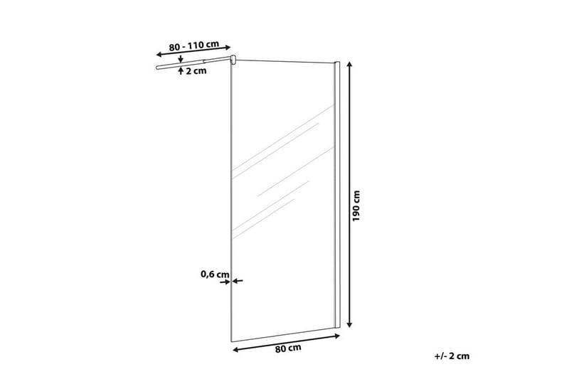 Ahaus Bruseskærm 80x190 cm - Hærdet Glas - Brusevægge