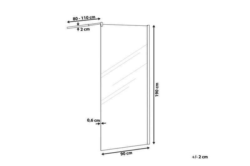 Ahaus Bruseskærm 90x190 cm - Hærdet Glas - Brusevægge