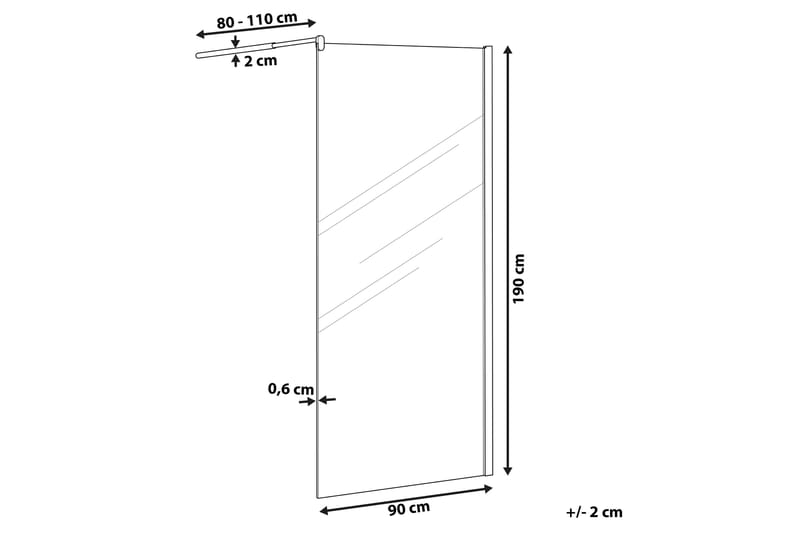 Ahaus Bruseskærm 90x190 cm - Hærdet Glas - Brusevægge