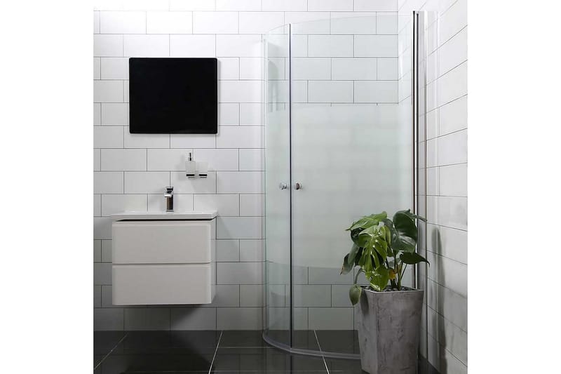 Bathlife Mångsidig Brusehjørne Rund Dør 45° 100x100 cm - Sølv/Delvist Frostet - Hus & renovering - Køkken & bad - Badeværelse - Bruser - Brusevægge