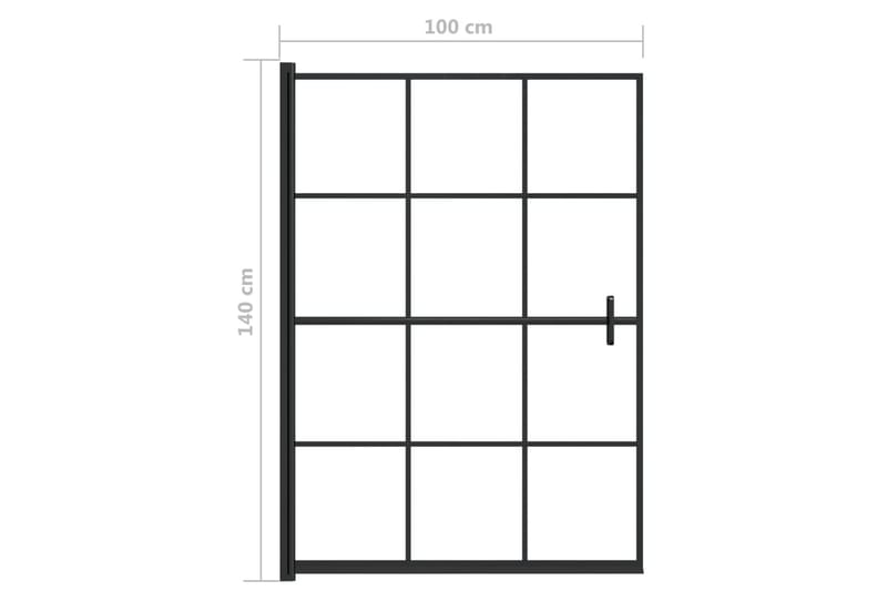 bruseafskærmning 100x140 cm sikkerhedsglas sort - Hus & renovering - Køkken & bad - Badeværelse - Bruser - Brusevægge