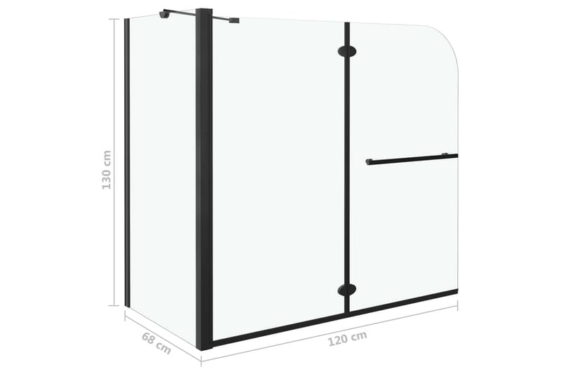 Brusekabine Med Foldedør Esg 120x68x130 cm Sort - Hus & renovering - Køkken & bad - Badeværelse - Bruser - Brusevægge