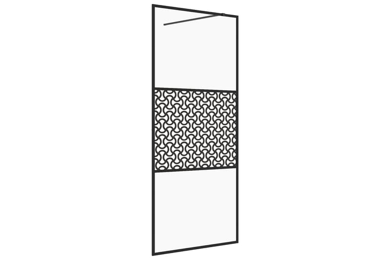 brusevæg 100x195 cm klart sikkerhedsglas sort - gennemsigtig - Hus & renovering - Køkken & bad - Badeværelse - Bruser - Brusevægge