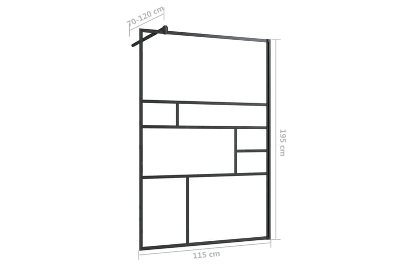 brusevæg 115x195 cm klart sikkerhedsglas sort - Gennemsigtig - Hus & renovering - Køkken & bad - Badeværelse - Bruser - Brusevægge