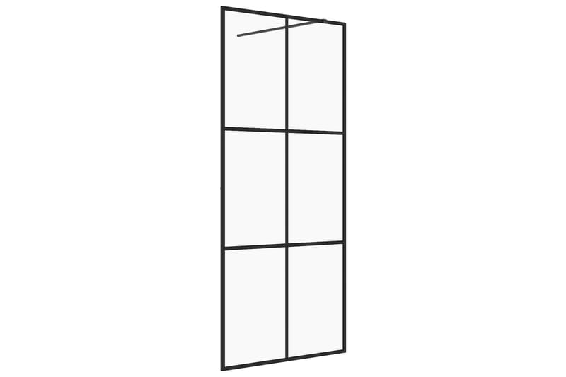 brusevæg 115x195 cm klart sikkerhedsglas sort - gennemsigtig - Hus & renovering - Køkken & bad - Badeværelse - Bruser - Brusevægge