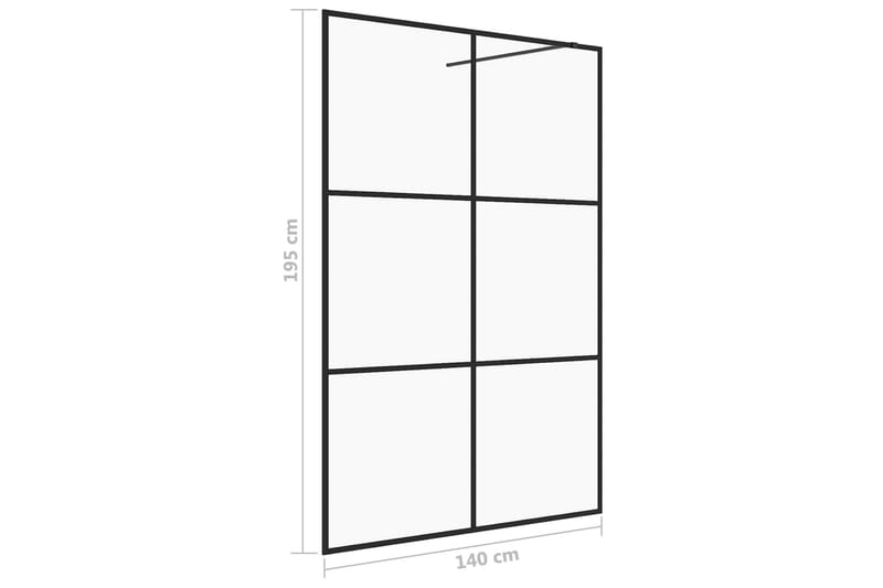 brusevæg 140x195 cm med klart sikkerhedsglas sort - gennemsigtig - Hus & renovering - Køkken & bad - Badeværelse - Bruser - Brusevægge