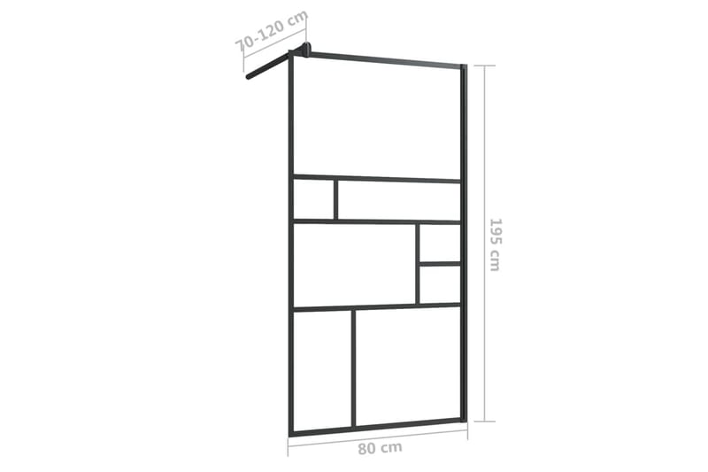 brusevæg 80x195 cm klart ESG-glas sort - Gennemsigtig - Hus & renovering - Køkken & bad - Badeværelse - Bruser - Brusevægge