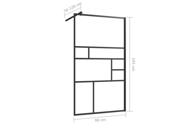 brusevæg 90x195 cm klart sikkerhedsglas sort - Gennemsigtig - Hus & renovering - Køkken & bad - Badeværelse - Bruser - Brusevægge