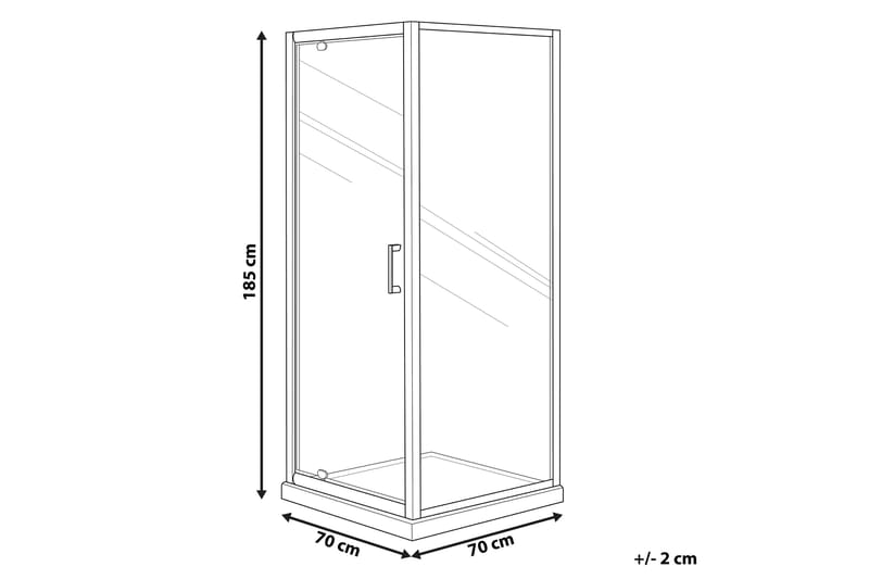 Darli Brusekabine 70x70x185 cm - Hærdet Glas - Brusevægge