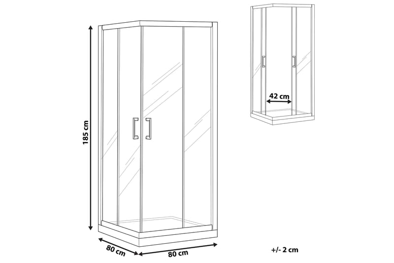 Itelan Brusekabine 80x80x185 cm - Hærdet Glas - Brusevægge