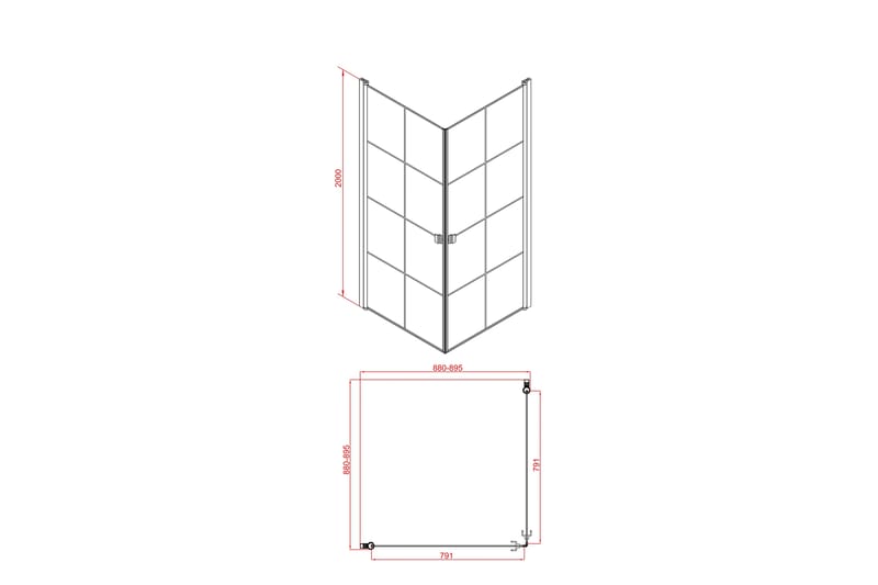 Rosinedal Glasvæg 200 cm - Sort - Hus & renovering - Køkken & bad - Badeværelse - Bruser - Brusevægge