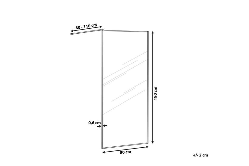 Waspam Bruseskærm 80x190 cm - Hærdet Glas/Sort - Brusevægge