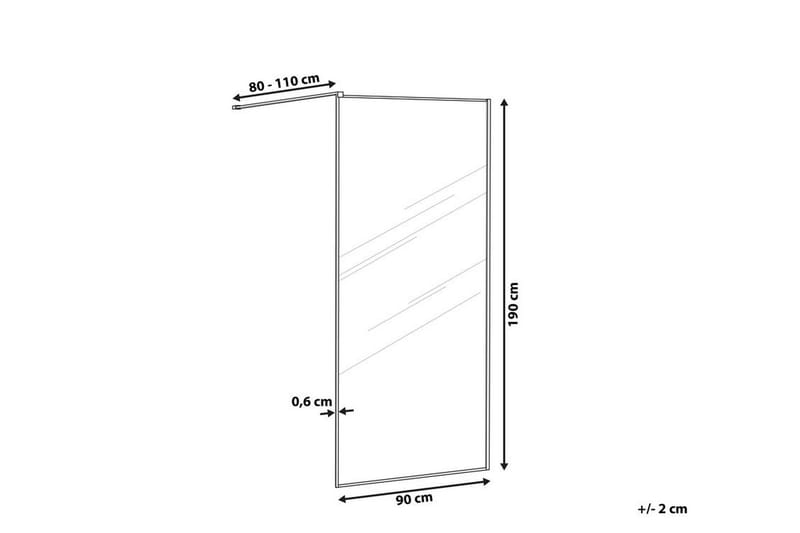 Waspam Bruseskærm 90x190 cm - Hærdet Glas/Sort - Brusevægge