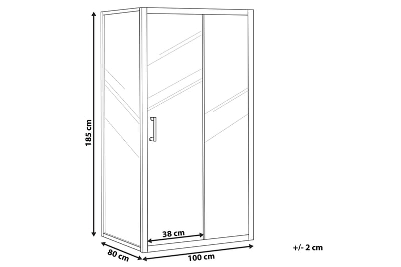 Yoro Brusekabine 80x100x185 cm - Hærdet Glas - Brusevægge