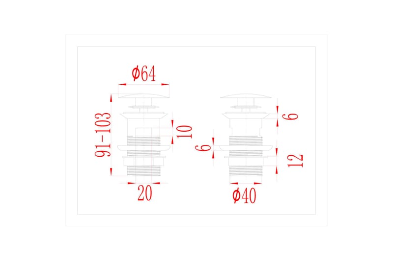 trykafløb med overløbsfunktion 6,4x6,4x9,1 cm guldfarvet - Guld - Hus & renovering - Køkken & bad - Badeværelse - Håndvaske - Bundventil håndvask