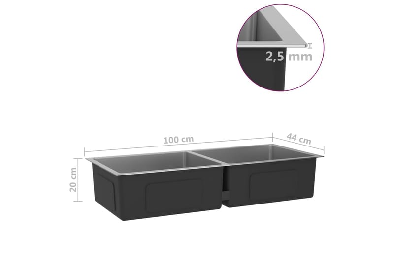 Håndlavet Køkkenvask Med Strainer Rustfrit Stål - Sølv - Hus & renovering - Køkken & bad - Badeværelse - Håndvaske - Lille håndvask