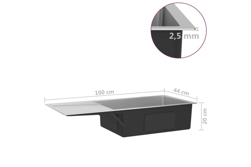 Håndlavet Køkkenvask Med Strainer Rustfrit Stål - Sølv - Hus & renovering - Køkken & bad - Badeværelse - Håndvaske - Lille håndvask