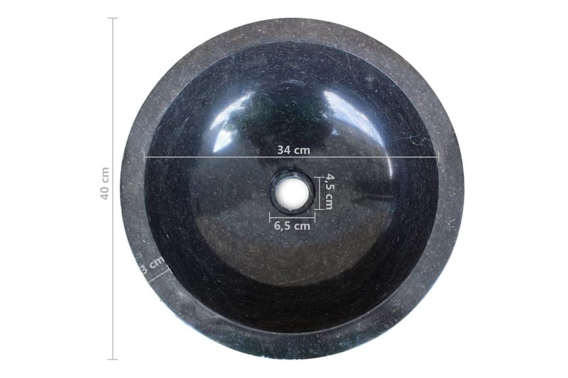 Håndvask Marmor 40 Cm Sort - Sort - Lille håndvask