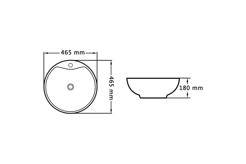 håndvask med overløb 46,5 x 18 cm keramik hvid - Hvid - Hus & renovering - Køkken & bad - Badeværelse - Håndvaske - Lille håndvask