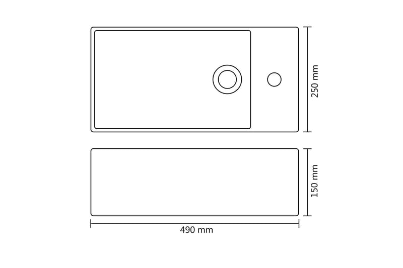 håndvask med overløb 49 x 25 x 15 cm keramik guldfarvet - Guld - Hus & renovering - Køkken & bad - Badeværelse - Håndvaske - Lille håndvask