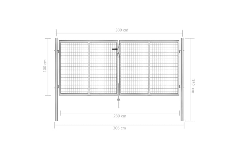 havelåge galvaniseret stål 306 x 150 cm sølvfarvet - Sølv - Lille håndvask