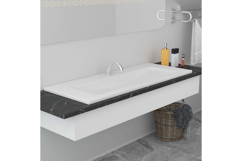 indbygget håndvask 101x39,5x18,5 cm keramisk hvid - Hvid - Lille håndvask