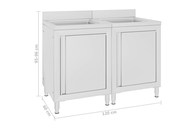 Kommerciel køkkenvask med skabe 2 stk. rustfrit stål - Hus & renovering - Køkken & bad - Badeværelse - Håndvaske - Lille håndvask