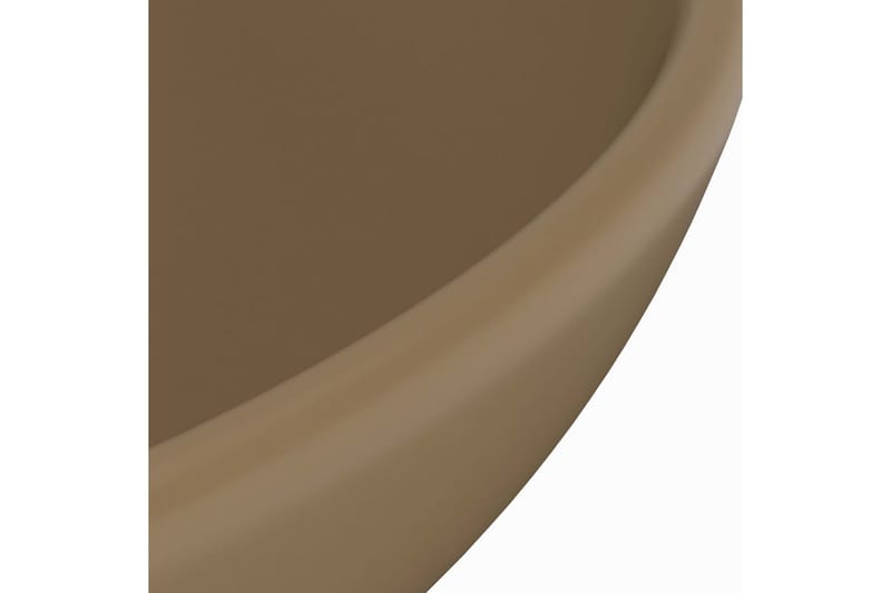 Luksuriøs Håndvask 32,5x14 cm Rund Keramisk Mat Cremefarvet - Lille håndvask