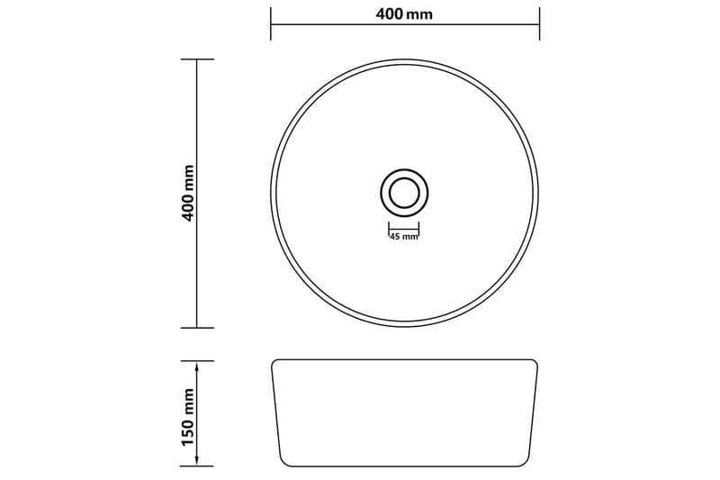 Luksuriøs Håndvask 40x15 cm Rund Keramik Mat Cremefarvet - Hus & renovering - Køkken & bad - Badeværelse - Håndvaske - Lille håndvask