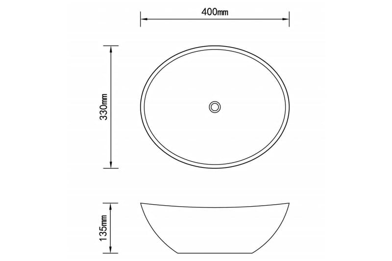 Luksuriøs Håndvask 40x33 cm Keramisk Oval Mat Hvid - Hus & renovering - Køkken & bad - Badeværelse - Håndvaske - Lille håndvask