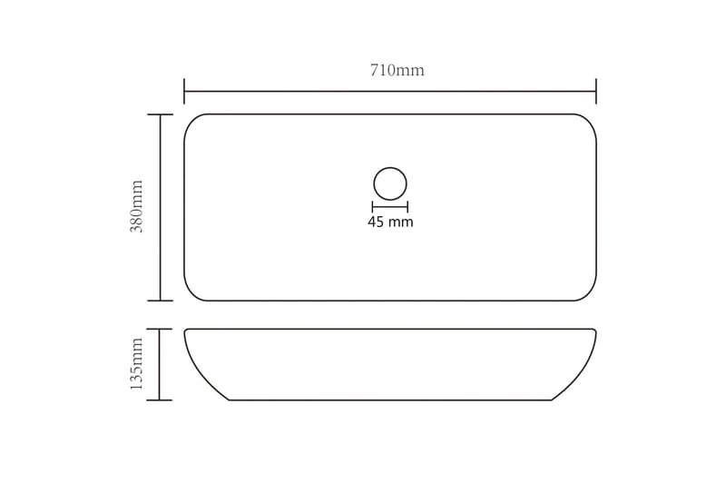 Luksuriøs Håndvask 71x38 cm Rektangulær Keramik Cremefarvet - Hus & renovering - Køkken & bad - Badeværelse - Håndvaske - Lille håndvask