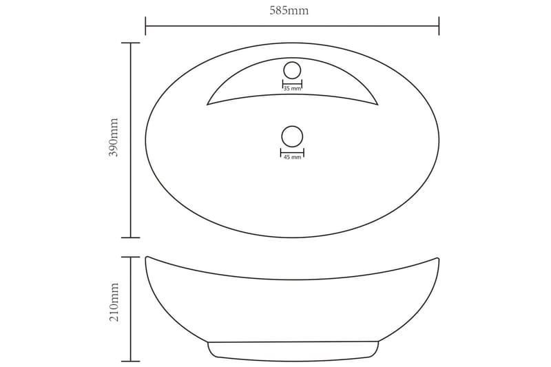 Luksuriøs Håndvask Overløb 58,5x39 cm Keramik Oval Lysegrøn - Hus & renovering - Køkken & bad - Badeværelse - Håndvaske - Lille håndvask