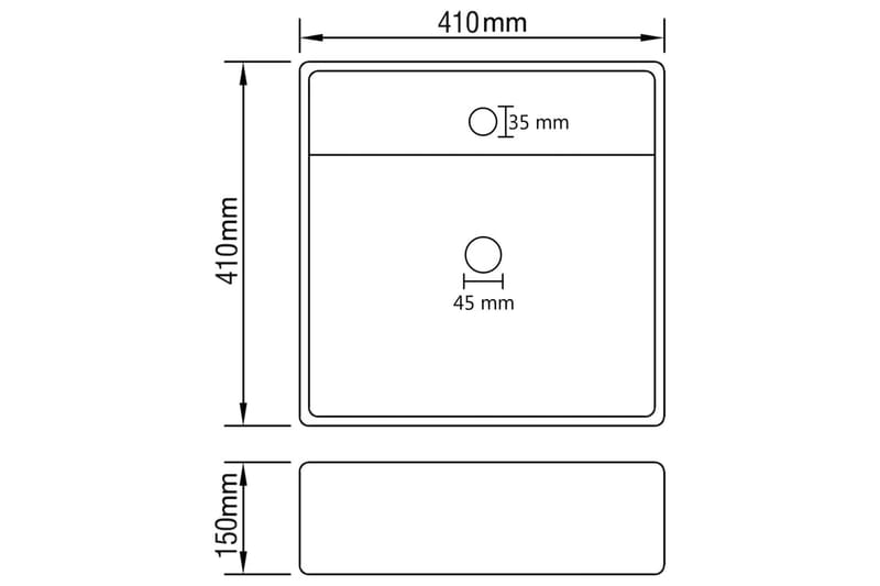 Luksus Håndvask Overløb 41x41 cm Keramik Firkantet Lyseblå - Hus & renovering - Køkken & bad - Badeværelse - Håndvaske - Lille håndvask