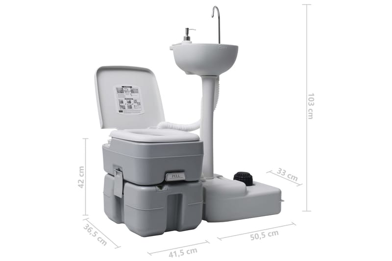 Transportabelt Campingtoilet Og -Håndvask Grå - Hus & renovering - Køkken & bad - Badeværelse - Håndvaske - Lille håndvask