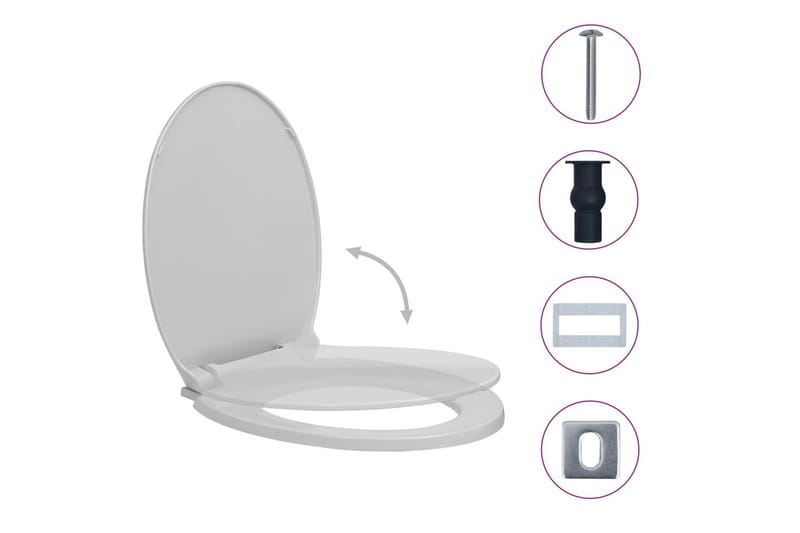 toiletsæde med soft close & quick release-funktion oval grå - Grå - Hus & renovering - Køkken & bad - Badeværelse - Toiletter & WC - Toiletsæde