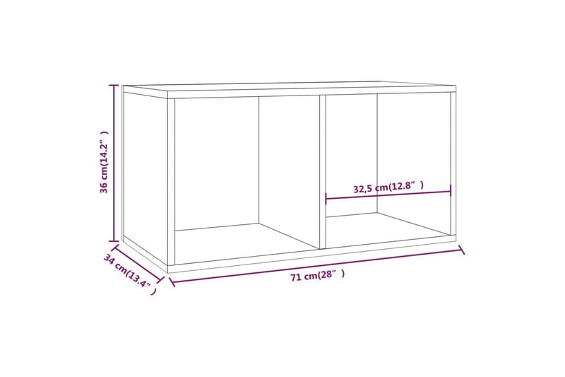 beBasic opbevaringsreol til lp'er 71x34x36 cm konstrueret træ brunt eg - Brun - Hus & renovering - Køkken & bad - Køkken & bryggers - Køkkenindretning - Køkkenhylde