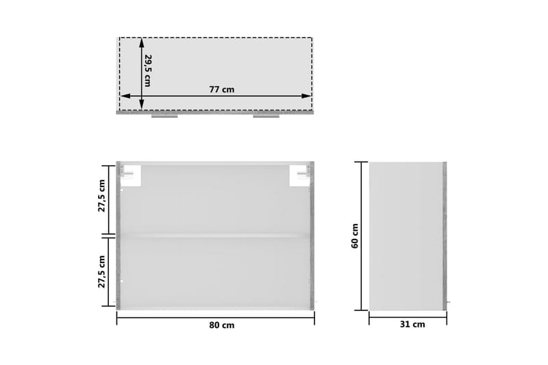 beBasic væghængt glasskab 80x31x60 cm konstrueret træ grå sonoma-eg - GrÃ¥ - Hus & renovering - Køkken & bad - Køkken & bryggers - Køkkenindretning - Køkkenskab