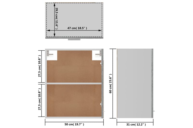 beBasic vægskab 50x31x60 cm konstrueret træ grå sonoma-eg - GrÃ¥ - Hus & renovering - Køkken & bad - Køkken & bryggers - Køkkenindretning - Køkkenskab