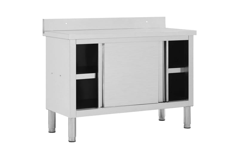 Arbejdsbord med skydedøre 120 x 50 x 95 cm rustfrit stål - Køkkenskab