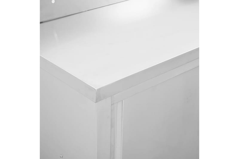 Arbejdsbord med skydedøre 120 x 50 x 95 cm rustfrit stål - Køkkenskab