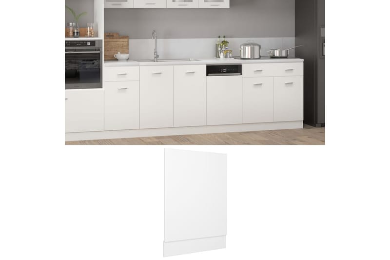 Frontpanel til opvaskemaskine 45x3x67 cm spånplade hvid - Hvid - Køkkenskab